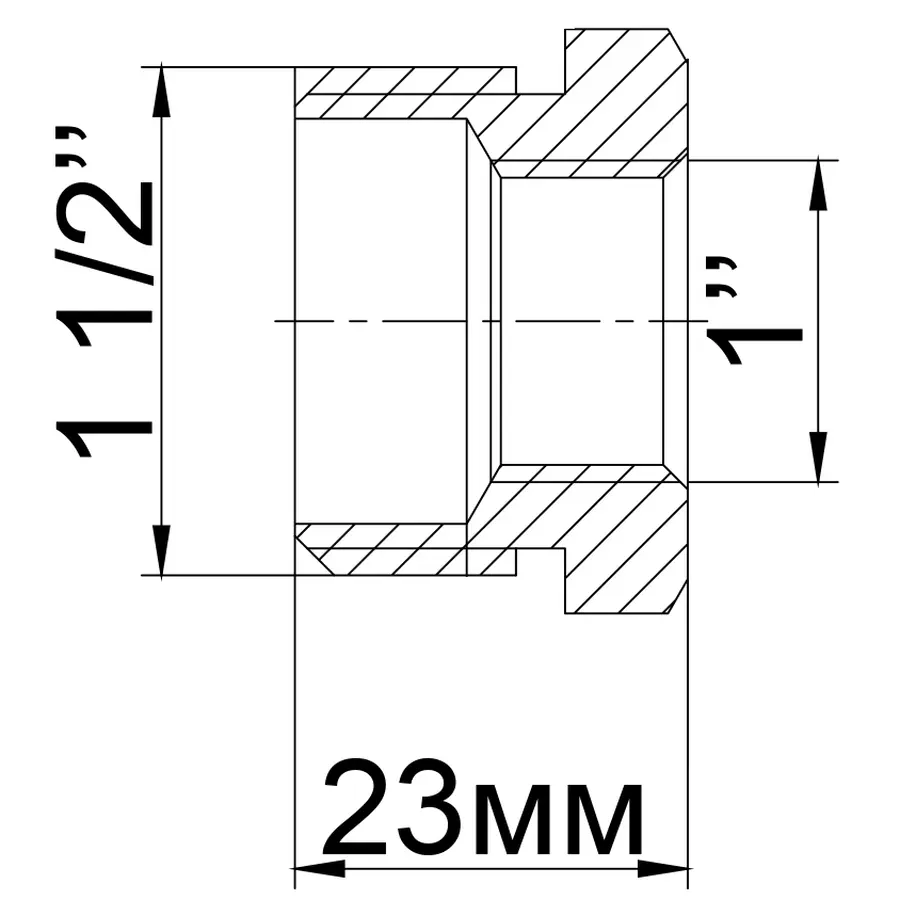 Футорка нікельована 1 1/2″ЗР х 1″ВР штампована А0714А(нк) VA