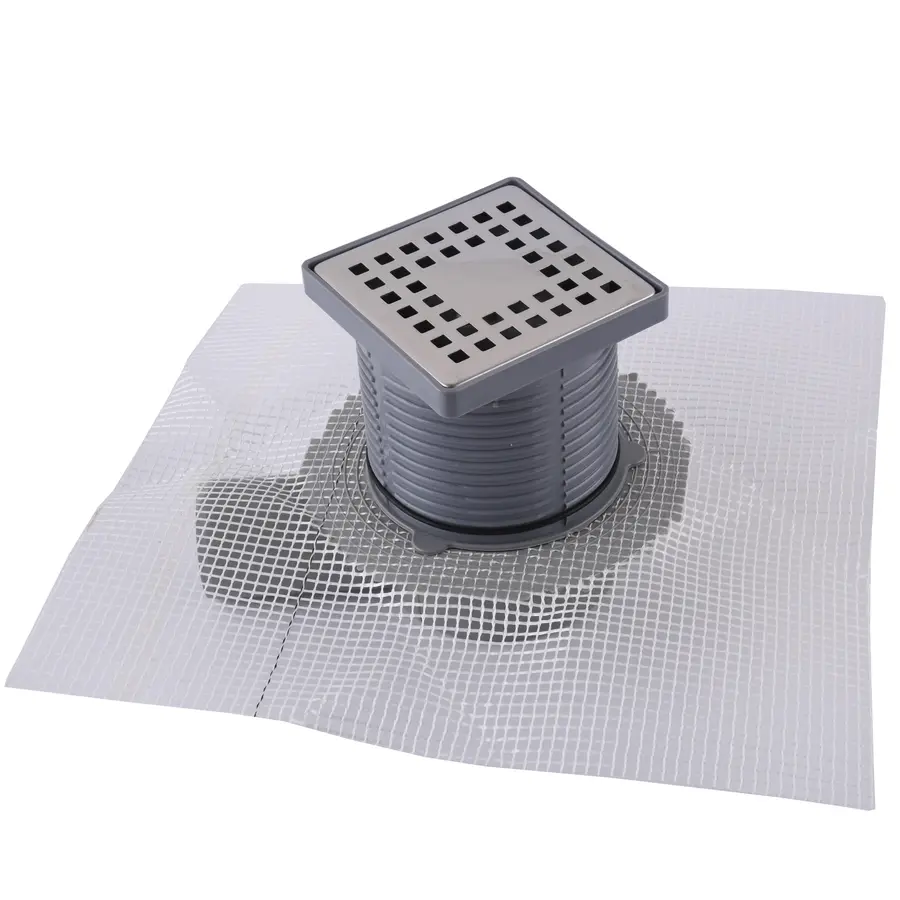 TM421-TILLO Трап з сухим затвором DN50, нерж,решiтка 100*100 гориз,з фланцем,Туречччина