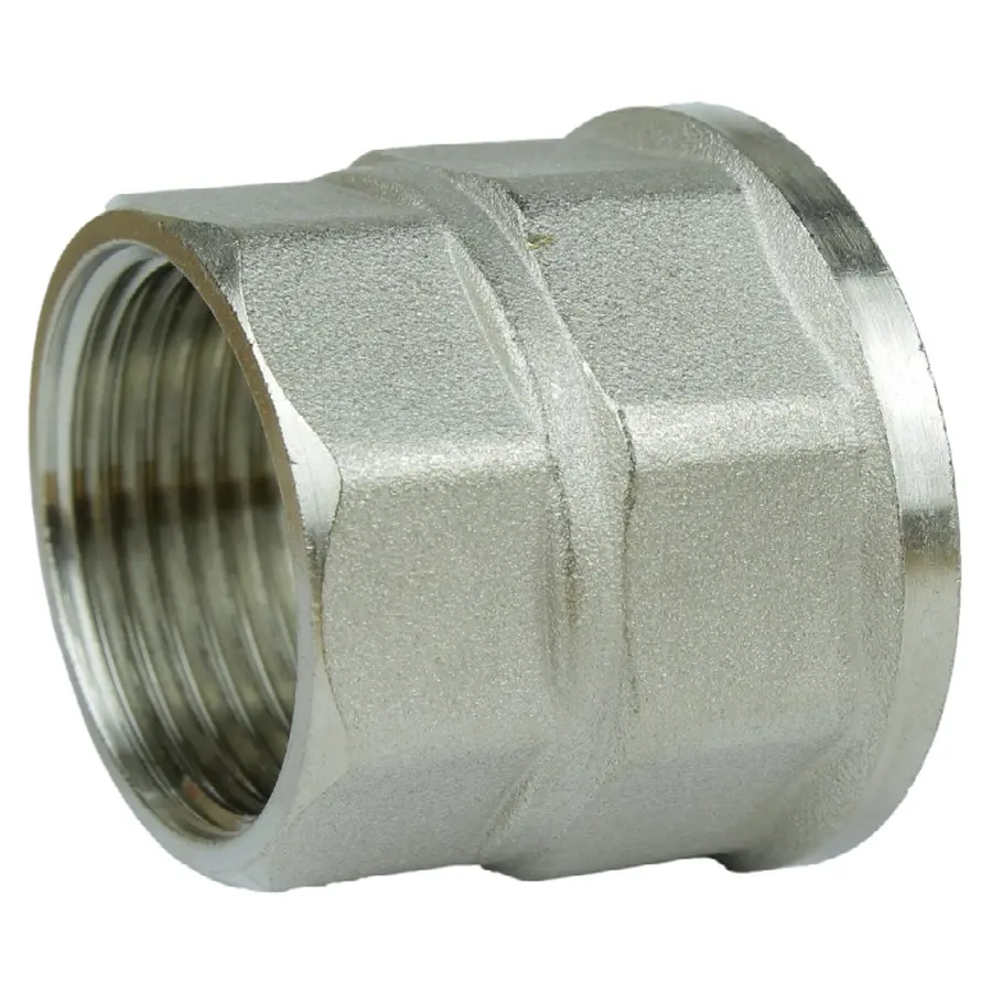 Муфта редукційна нікельована 3/4″ВРх1/2″ВР штампована восьмигранна А0342А(нк) VA