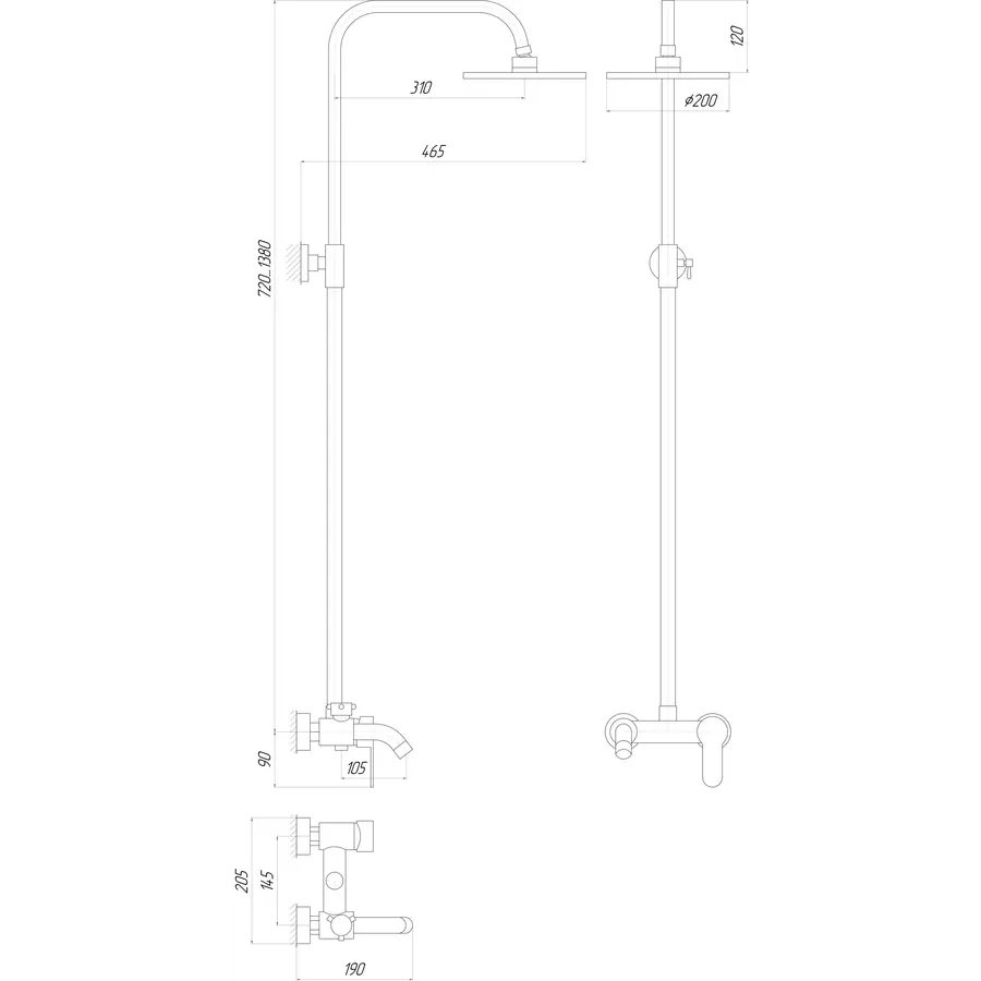 Душевая система Globus Lux GLLR-0001