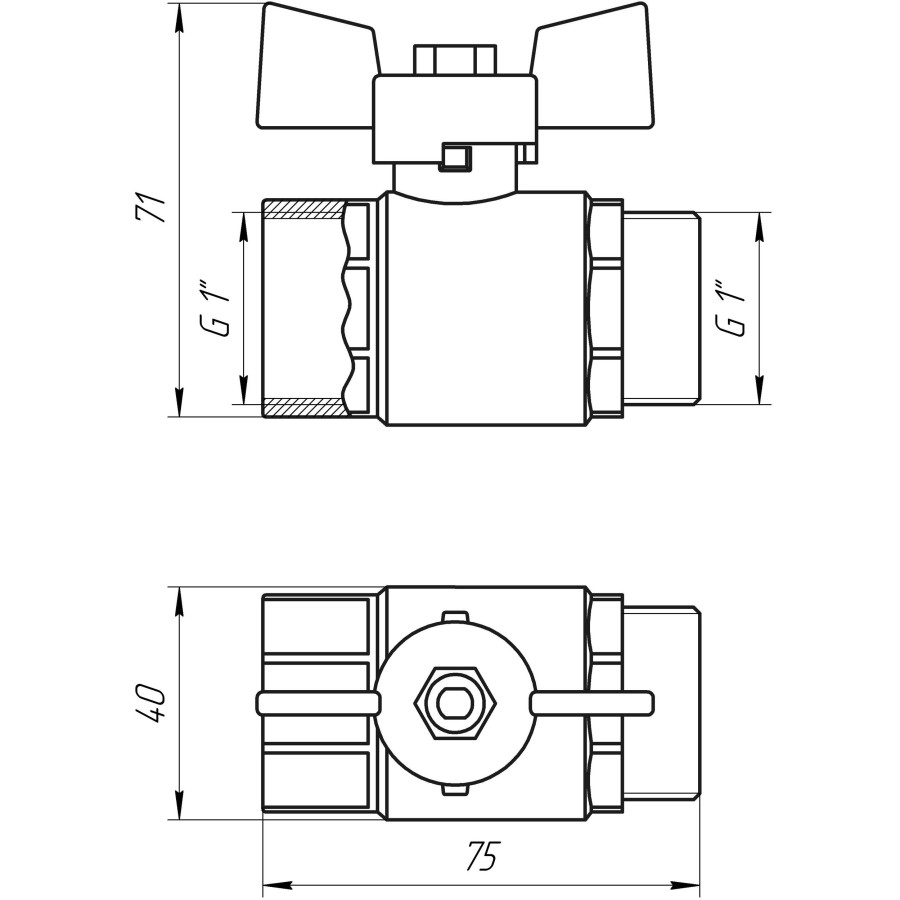 Кран шаровой прямой PROFESSIONAL 1 "ЗВ КБ PN40 QP152