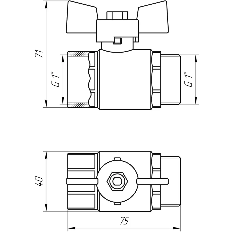 Кран шаровой прямой PROFESSIONAL 1 "ЗВ КБ PN40 QP152