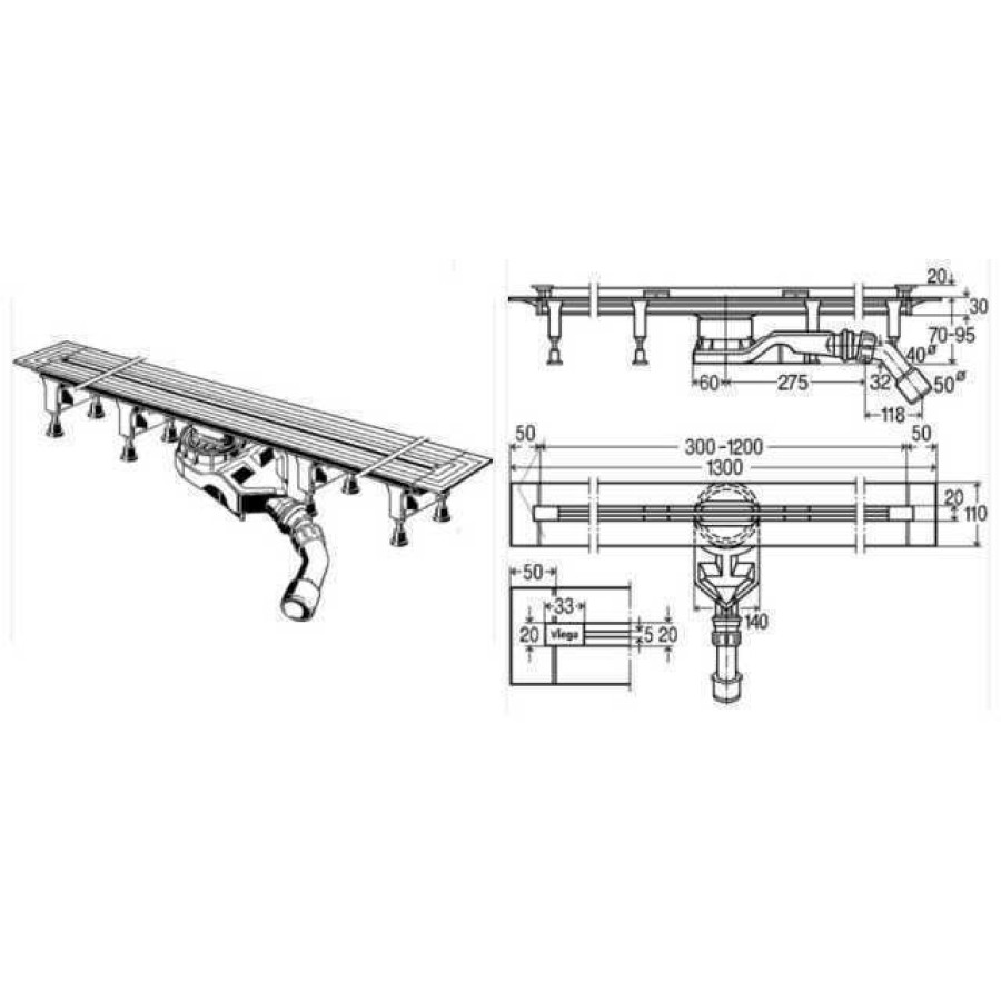 Душевой лоток Advantix Vario 30-120 см VIEGA 721671