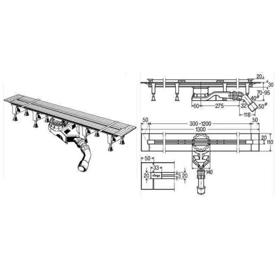 Душевой лоток Advantix Vario 30-120 см VIEGA 721671