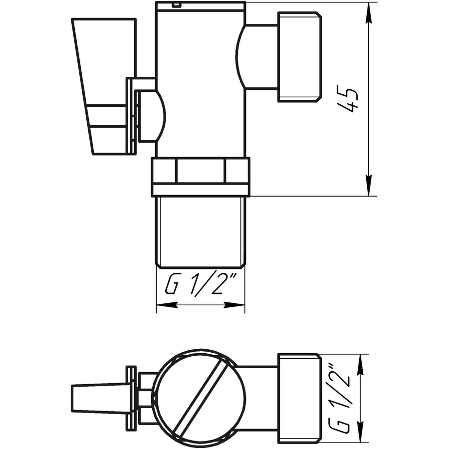 Кран кульовий кутовий з фільтром SOLOMON 1/2″x1/2″ А7041(7043)