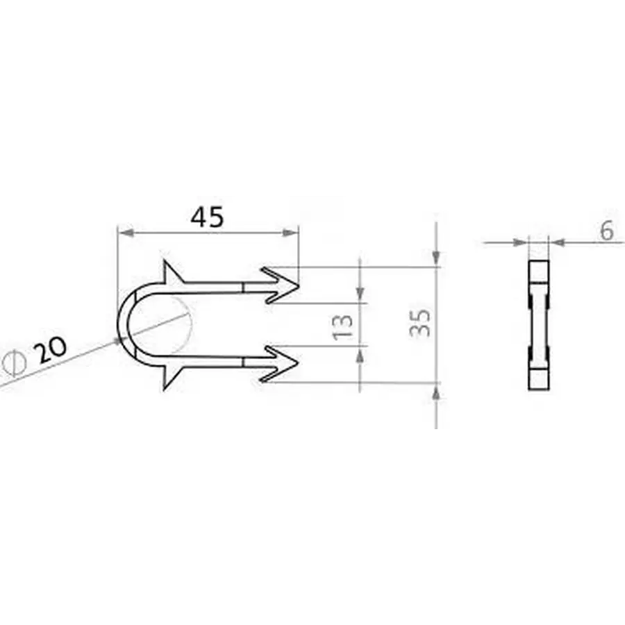 Гарпун-скоба для кріплення труби теплої підлоги Ø16-20 довжина 45мм чорна/червона PREMIUM (уп.100шт)