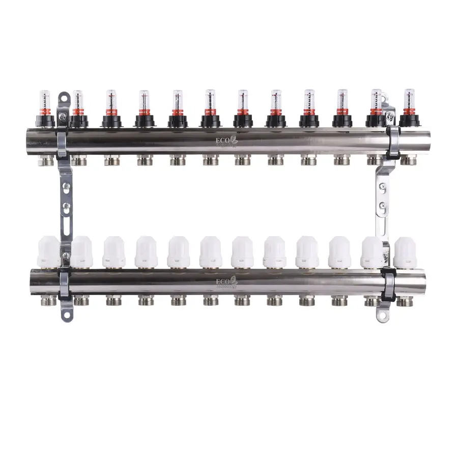 Коллектор с измерителем затрат, регуляторами и креплением ECO001D 1 "x12