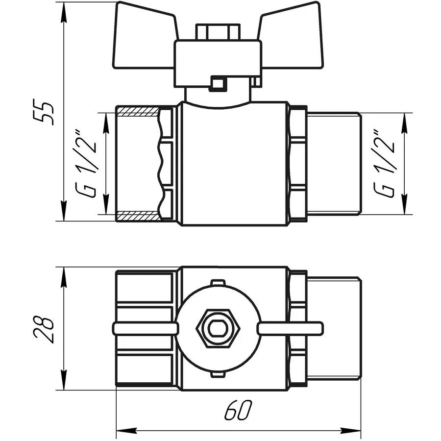 Кран кульовий прямий Q PROFESSIONAL 1/2″ ЗВ ЖБ PN40 QP152
