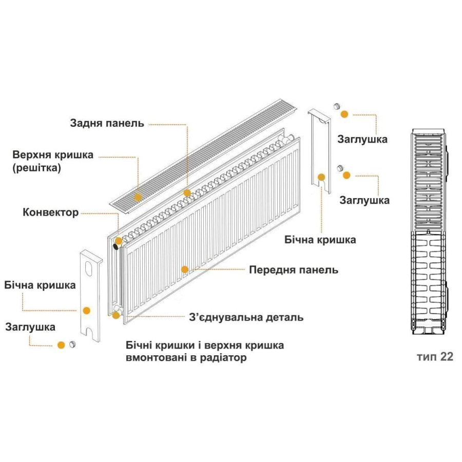 Радиатор стальной панельный KALDE 22 бок 400x600