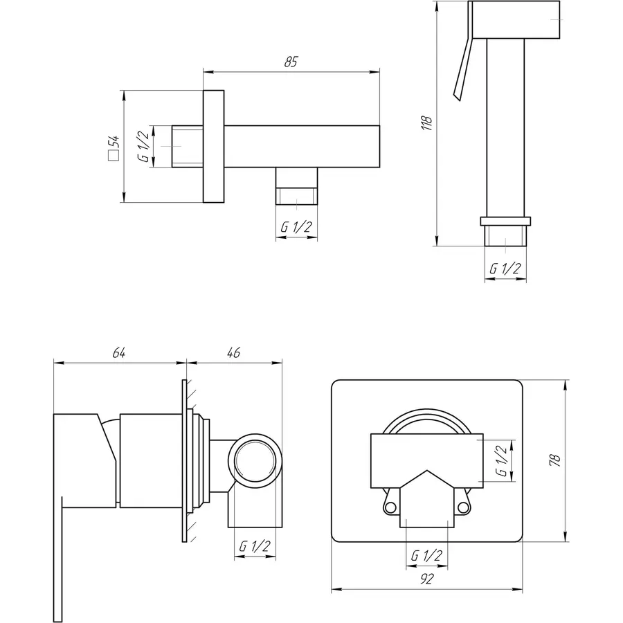 Змішувач гігієнічний TOPAZ SARDINIA TS-G 08735-H20