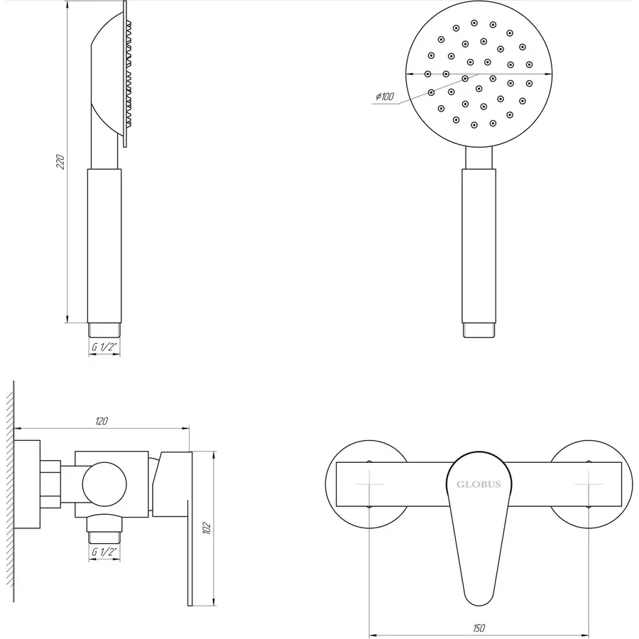 Смеситель для душа Globus Lux MAIN SM-105