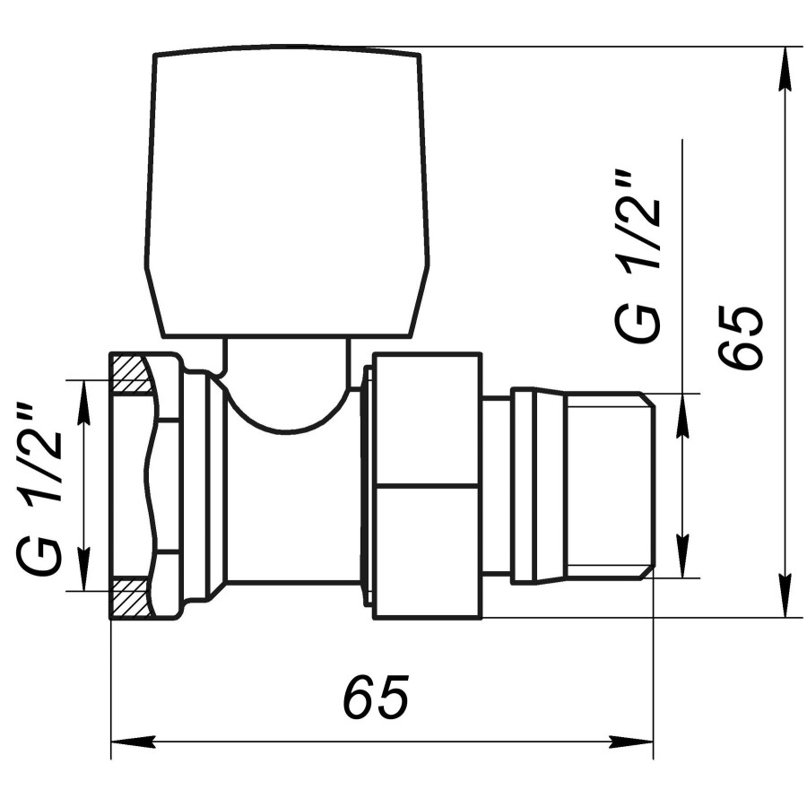 Кран радиаторный прямой ECO Technology ECO5106 1/2 "вентильный с уплотнителем