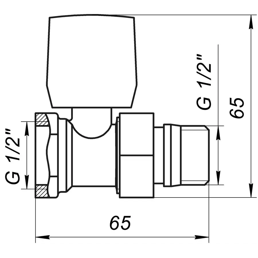 Кран радіаторний прямий ECO Technology ECO5106 1/2″ вентильний з ущільнювачем