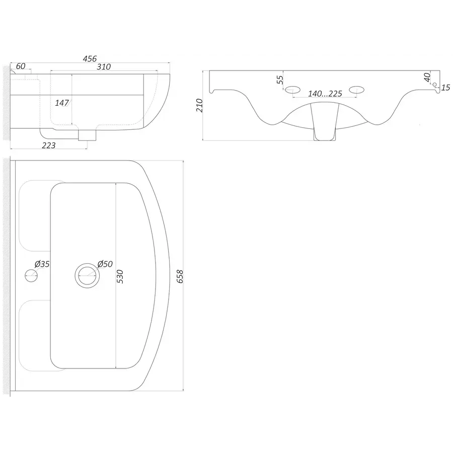 Умывальник Изео-65 мебельный Днепрокерамика