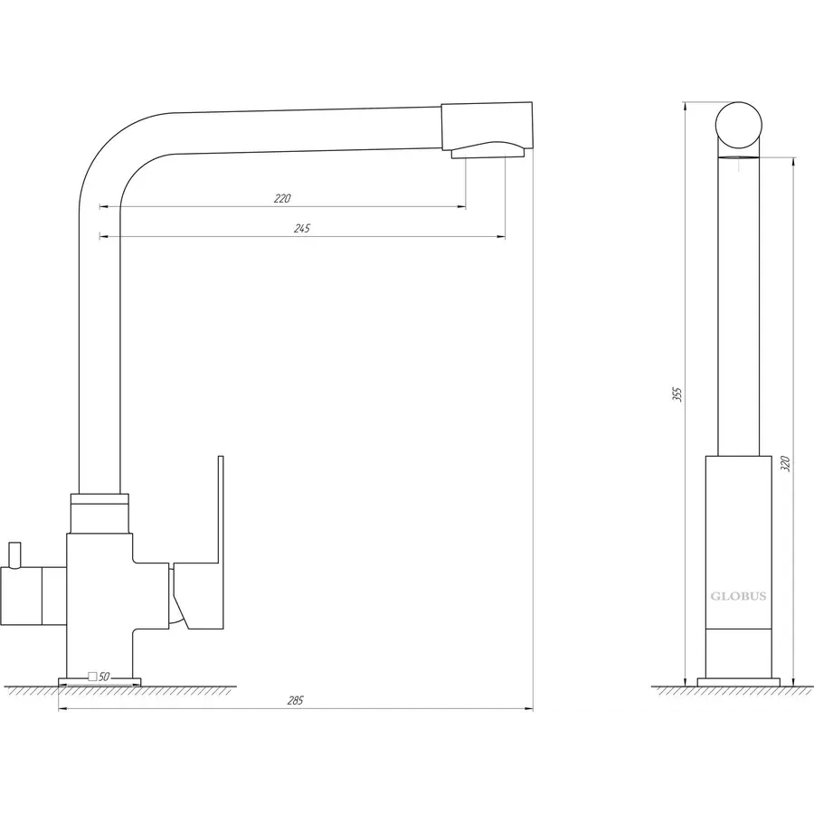 Смеситель для кухни под осмос Globus Lux ALPEN SUS-0110-1