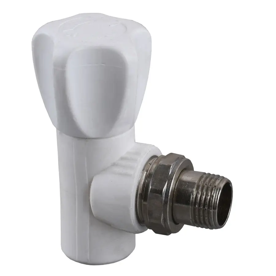 Вентиль радиаторный угловой Kalde PPR ф20x1 / 2 (белый) 22001