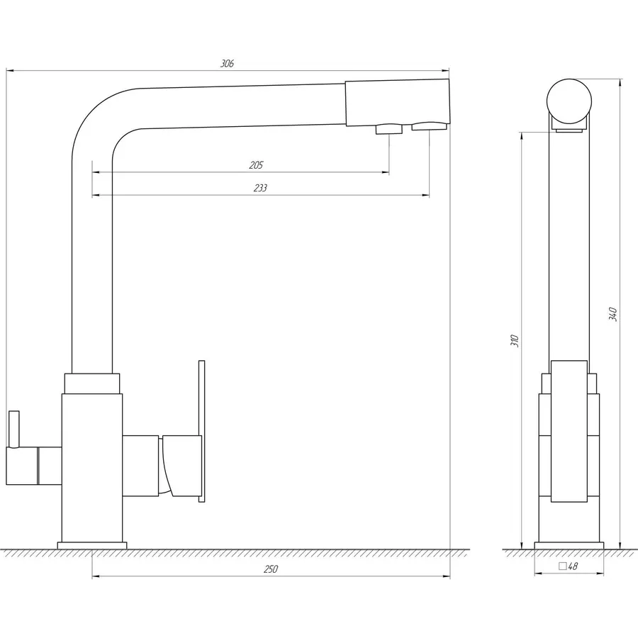 Змішувач для кухні під осмос Globus Lux LAZER GLLR-0100-6-MARONE