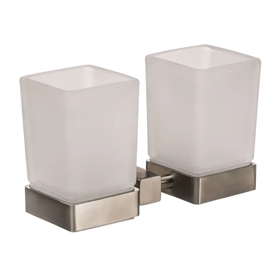 Стакан SQ9428 - Квадро двойной стеклянный Мат. НЕРЖ-SUS304- (Globus Lux)