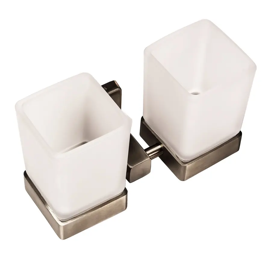 Стакан SQ9428 - Квадро двойной стеклянный Мат. НЕРЖ-SUS304- (Globus Lux)