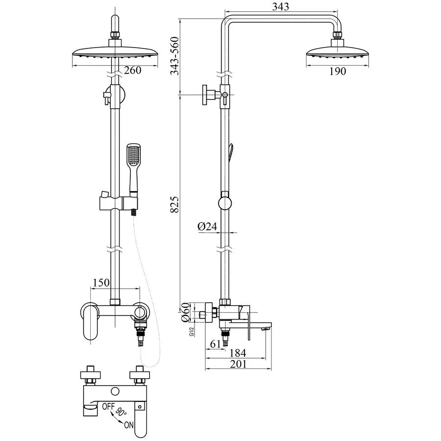 Душова система TOPAZ BARTS-TB 07102-H36-S