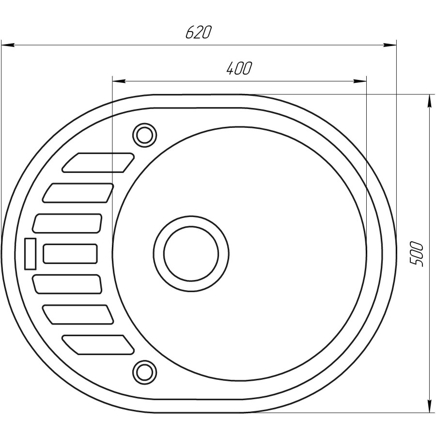 Гранітна мийка Globus Lux ARNO чорний металік 620х500мм-А0001