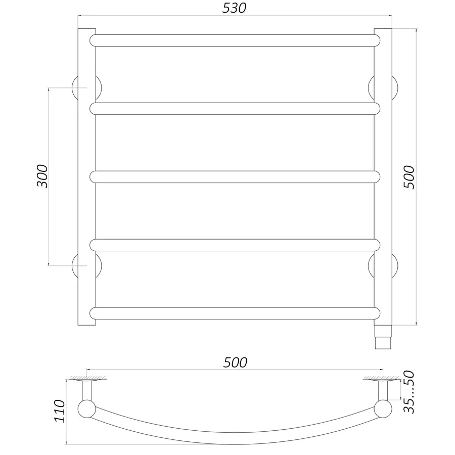 Рушникосушарка UNIO LD EL 500-500-5 BLK Драбинка Дуга електро чорна