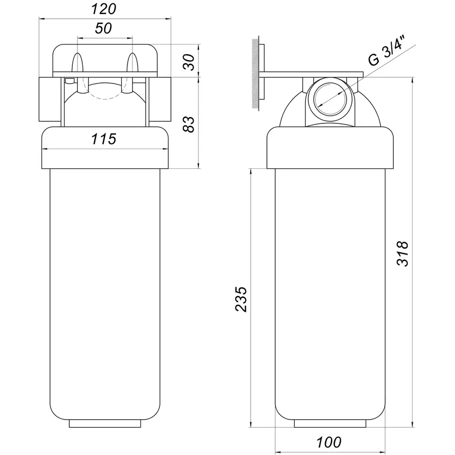 Фільтр-колба 2-х комп.+ Коробка, БЕЗ картриджа OasisPro BSL2, 3/4″