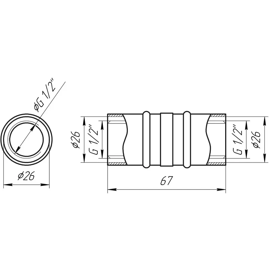 Муфта промежуточная пресс APE ITALY AP 103 26х26