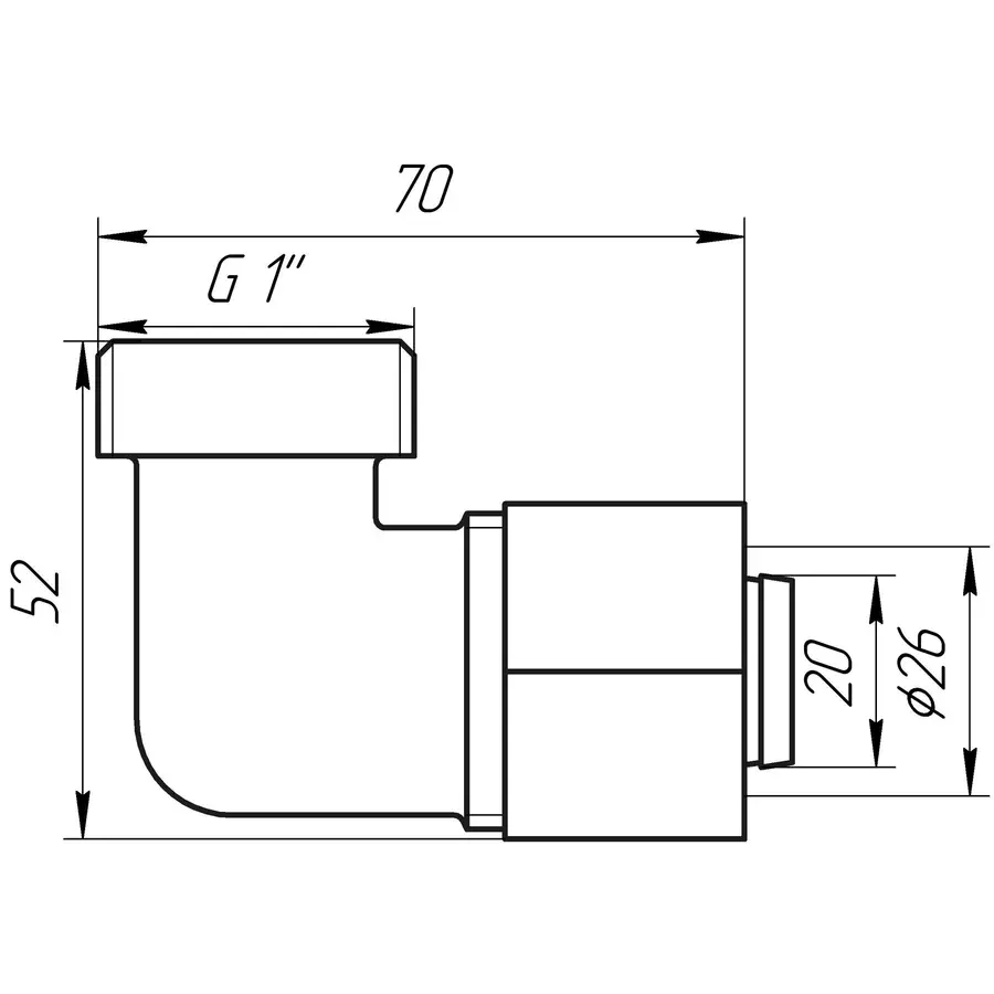 Кутник із зовнішньою різьбою APE ITALY 753 L 1″х26