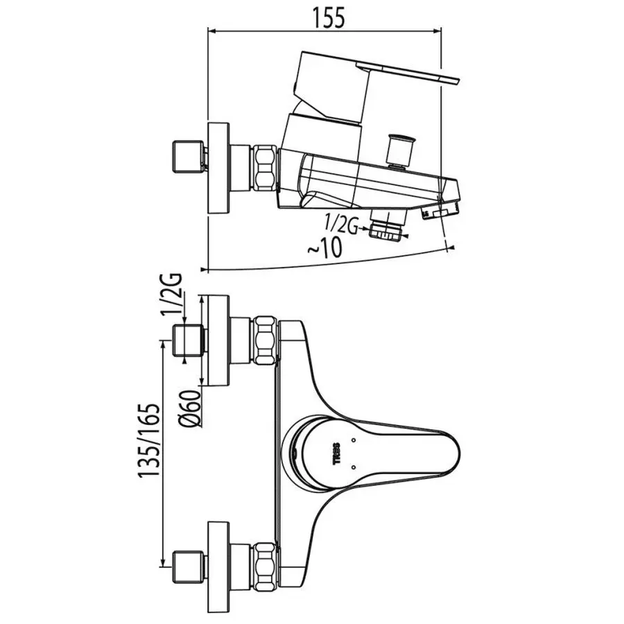 Смеситель для ванны TRES BM 117170