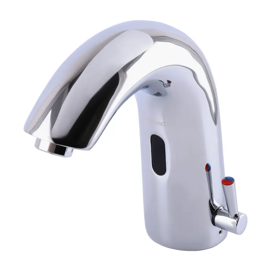 Змішувач сенсорний для умивальника HOTEC 19.112-DC/AC (220V/6V) з трансформатором,латунний Hot/Cold