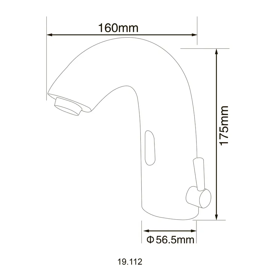 Змішувач сенсорний для умивальника HOTEC 19.112-DC/AC (220V/6V) з трансформатором,латунний Hot/Cold