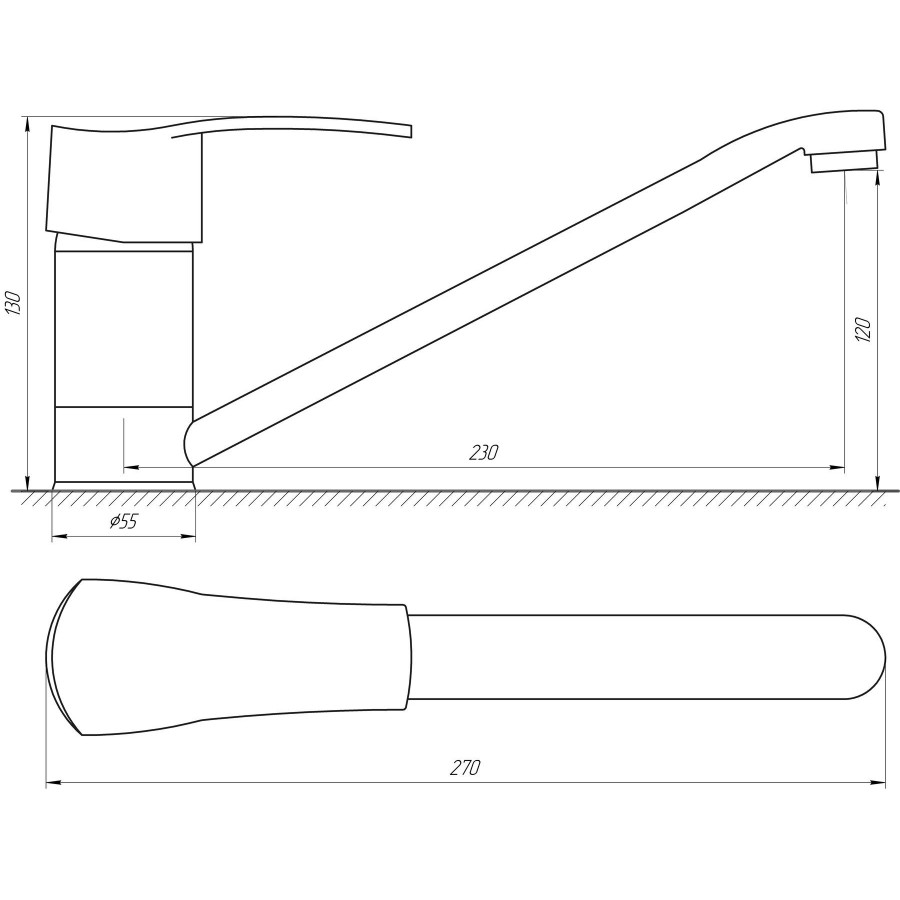 Кухонный смеситель стальной Globus Lux SEVA GLSV-0103