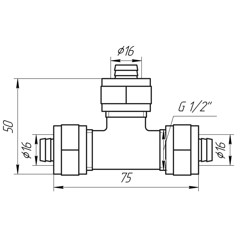 Трійник проміжний APE ITALY 731 L 16x16x16