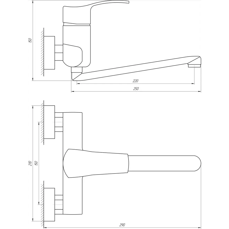 Смеситель для кухни настенный Globus Lux QUEENSLAND GLQU-104