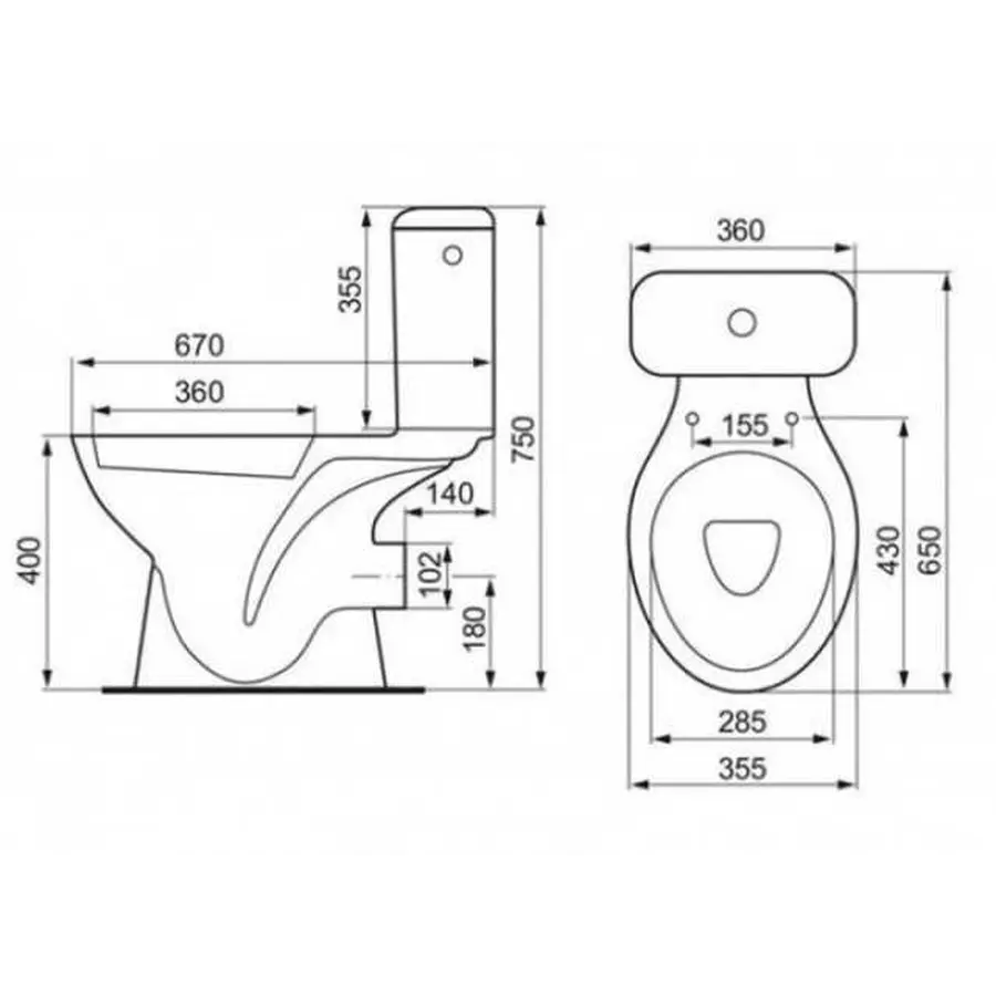Компакт Cersanit 40 KORAL 011 3/6 с крышкой полипропилен