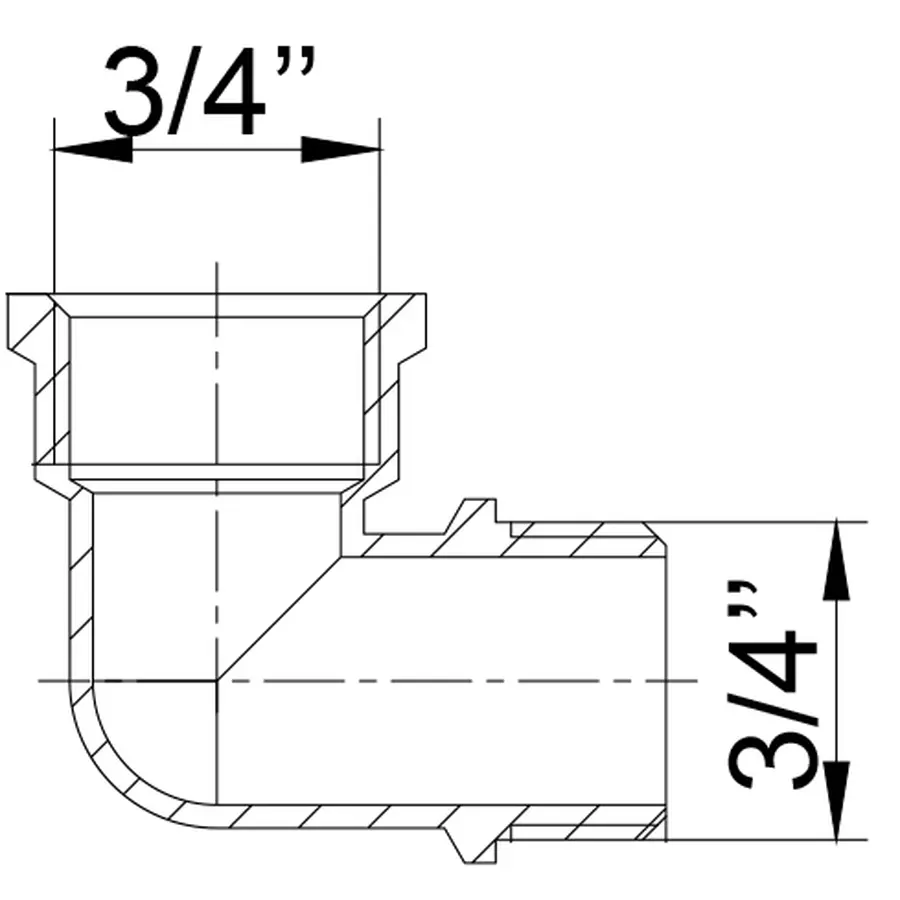 Кутник нікельований 3/4″ВР х 3/4″ЗР ливарний посилений А0120А(нк) VA