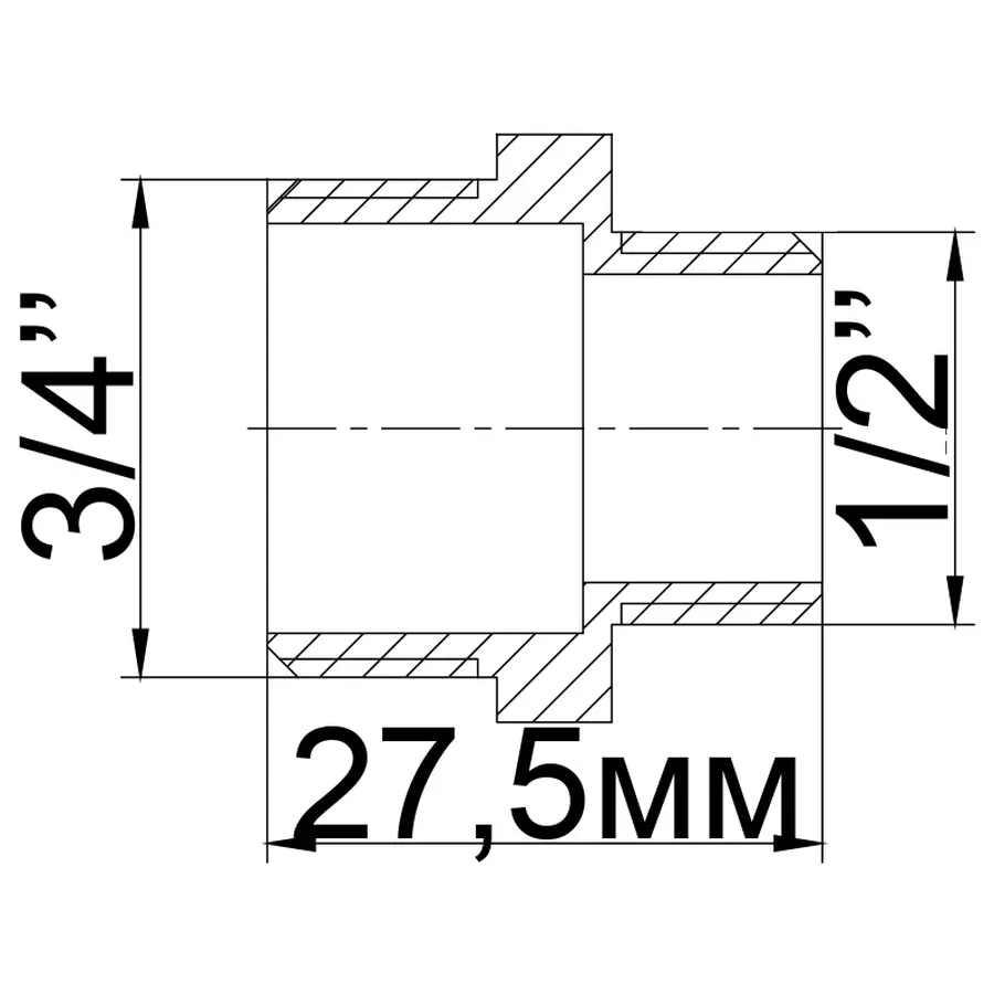Ніпель редукційний нікельований 3/4″ЗР х 1/2″ЗР штампований А0511А(нк) VA