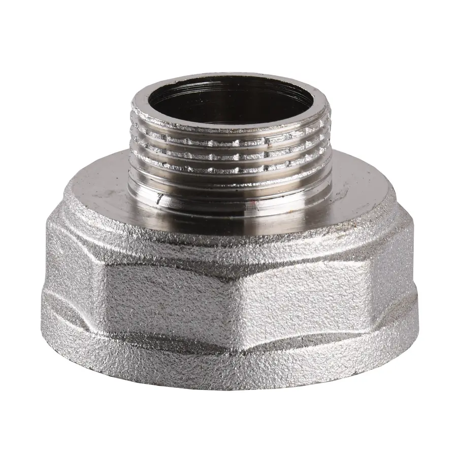 Перехідник редукційний нікельований 1 1/4″ВР х 3/4″ЗР штампований А0607А(нк)