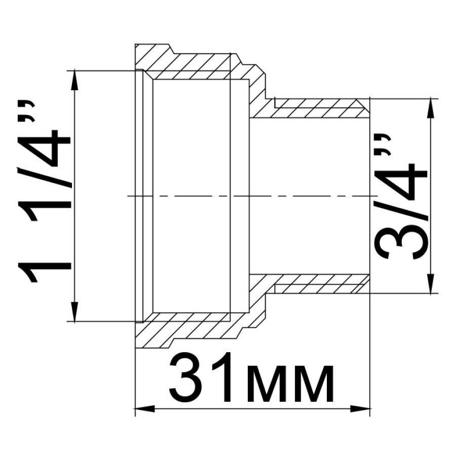 Перехідник редукційний нікельований 1 1/4″ВР х 3/4″ЗР штампований А0607А(нк) VA