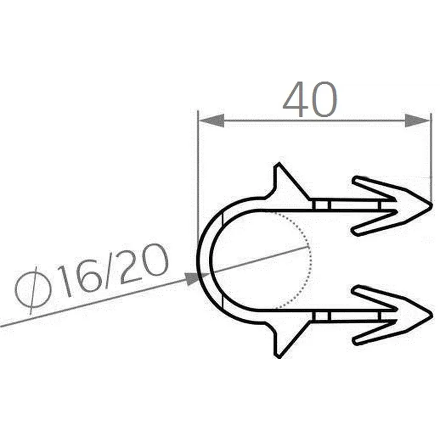 Такерна гарпун-скоба для кріплення труби ТП Ø16-20 довжина 40мм чорна монолітна (кор.550шт)