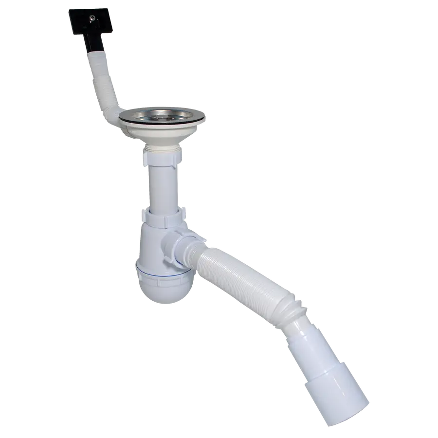 Сифон Waterstal А - 4007 під сталеву кухону мийку 1/2 40 з переливом, з гнучкою трубою