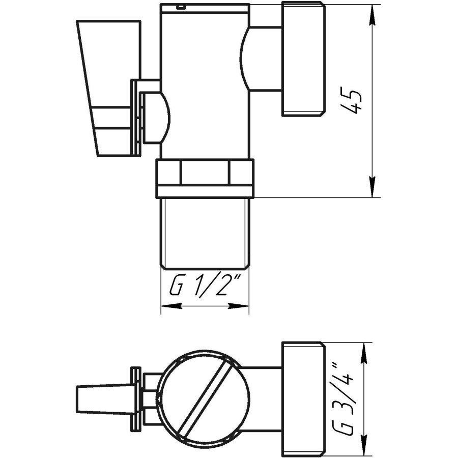 Кран шаровой угловой с фильтром SOLOMON 1/2 "x3 / 4" А7041 (7043)