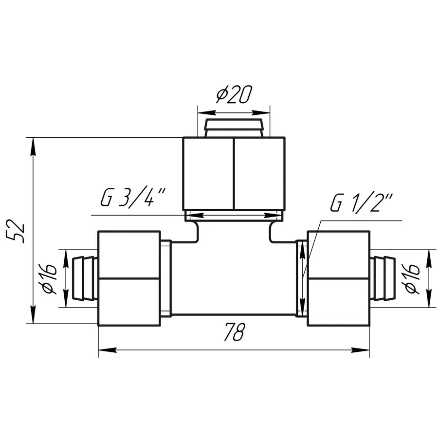 Трійник проміжний APE ITALY 731 L 16x20x16