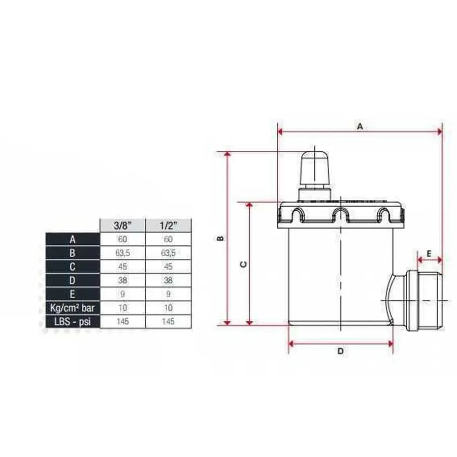 Повітровивідник автоматичний плаваючий кутовий ITAP 1/2″ CHROM 364