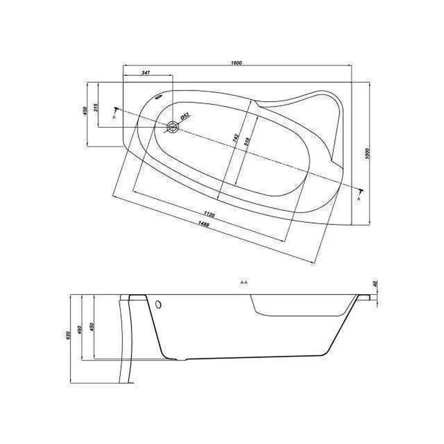 SICILIA NEW Ванна 160x100 права