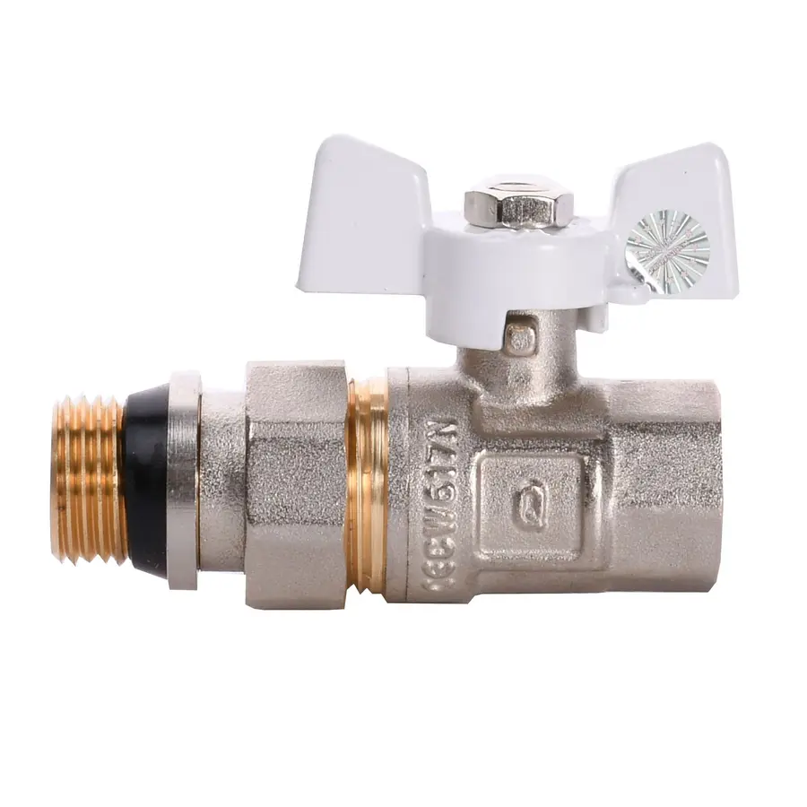 Кран шаровый с американкой PROFESSIONAL QP_003 PN40 1/2 "антипротечка БЕЛЫЙ бабочка