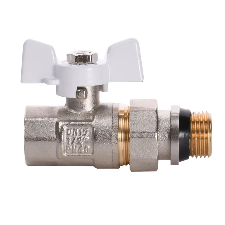 Кран шаровый с американкой PROFESSIONAL QP_003 PN40 1/2 "антипротечка БЕЛЫЙ бабочка