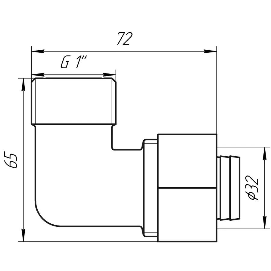 Кутник із зовнішньою різьбою APE ITALY 753 L 1″х32