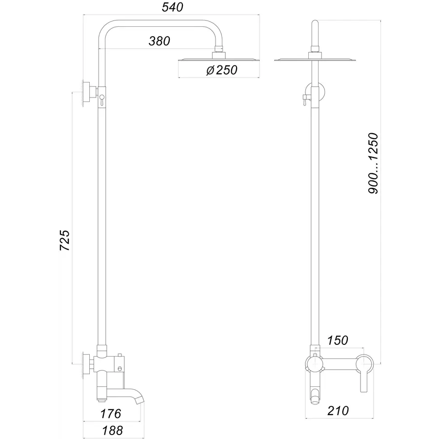 Душевая система Globus Lux ALPEN SBT1-SH-02
